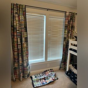 Pottery Barn Madras Blackout Curtains and Baby/Toddler Quilt